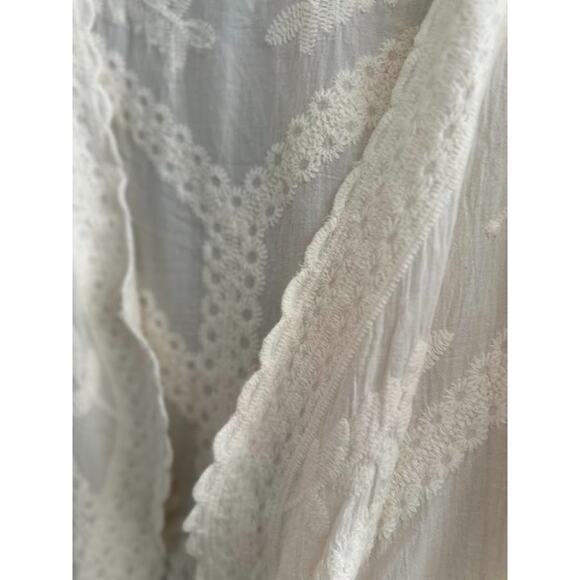 Cactus & Pearl XL Embroidered Kimono Duster Ivory Open Front Cardigan Boho Fairy - Picture 9 of 15